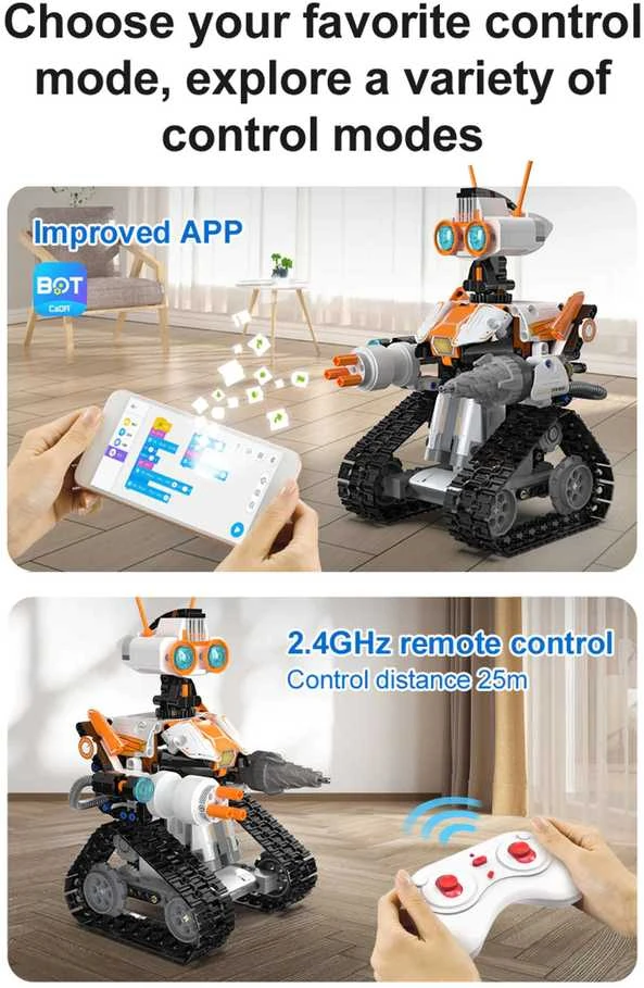 Rinkinys CaDA statybiniai blokai Nuotolinio valdymo Z.BOT kodo robotas RC programavimas Robotika LED šviesa 462 dalys