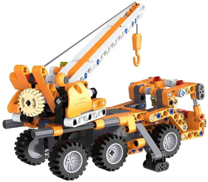 Rinkinys statybiniai blokeliai CaDA 22 cm oranžinis Kranas Kranas Važiuoklė statybinis atsitraukimas 272 vnt.