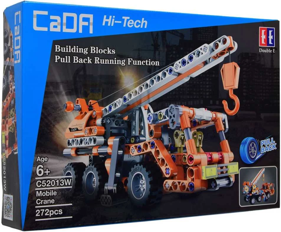 Rinkinys statybiniai blokeliai CaDA 22 cm oranžinis Kranas Kranas Važiuoklė statybinis atsitraukimas 272 vnt.