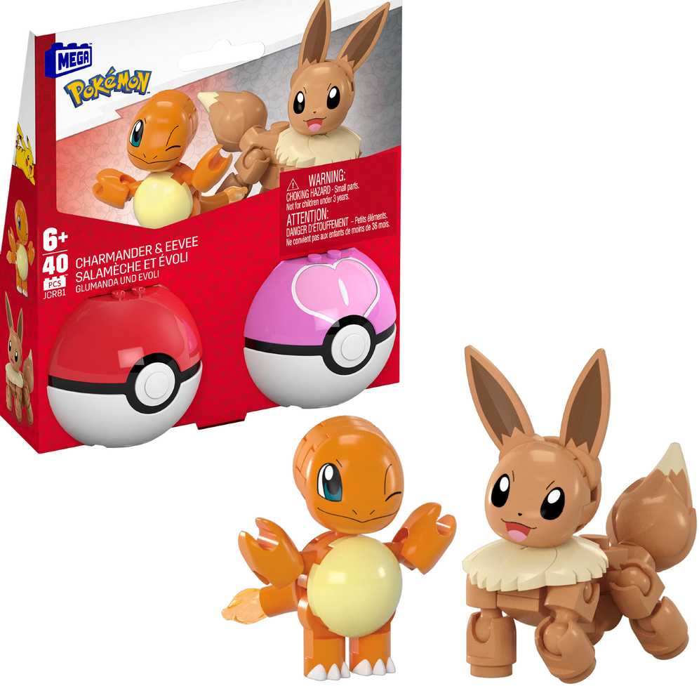 Mega Pokemon Charmander Evee Poke Balle rinkinys