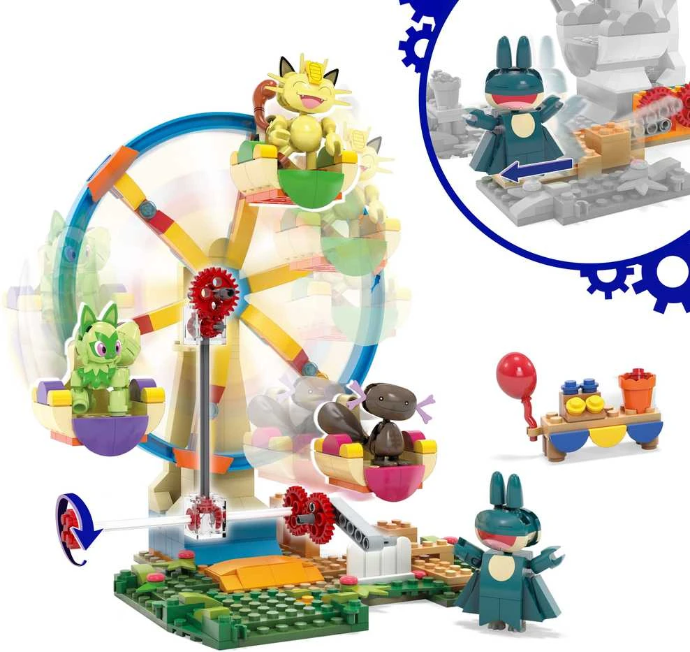 Mattel MEGA - Pokémon konstruktoriaus rinkinys Ferris ratas su figūrėlėmis - 393 detalės (HXF80)