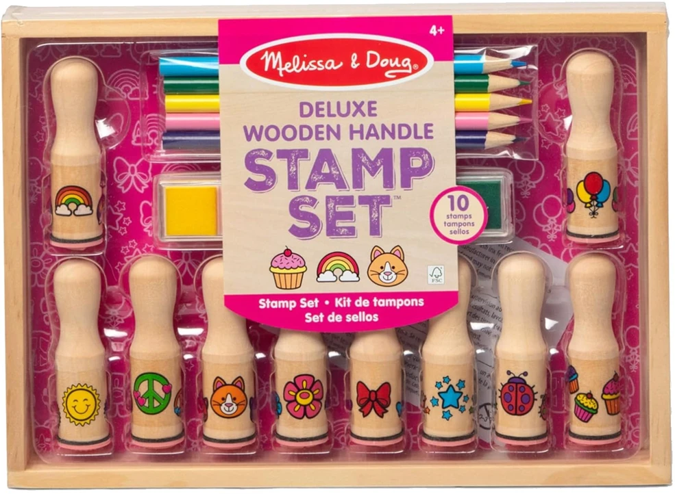 Melissa & Doug MEDINIAI ANTspaudai ANTspaudai 10 DIZAINŲ RAŠALAI IR CENCILIAI MELISSA IR DOUG