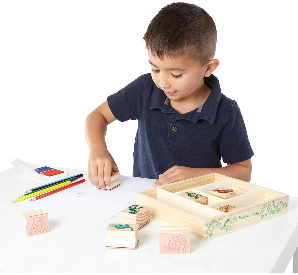 Dėlionė MELISSA & DOUG žaidimų rinkinys Dinozaurų antspaudų rinkinys
