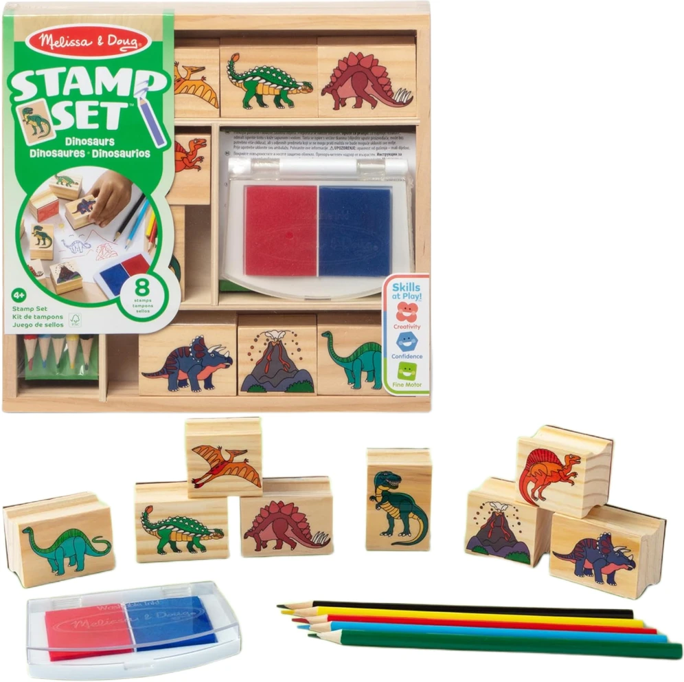 Dėlionė MELISSA & DOUG žaidimų rinkinys Dinozaurų antspaudų rinkinys