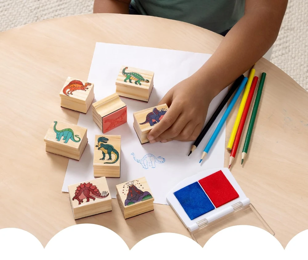 Dėlionė MELISSA & DOUG žaidimų rinkinys Dinozaurų antspaudų rinkinys
