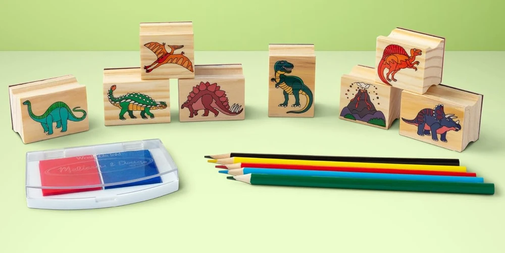 Dėlionė MELISSA & DOUG žaidimų rinkinys Dinozaurų antspaudų rinkinys