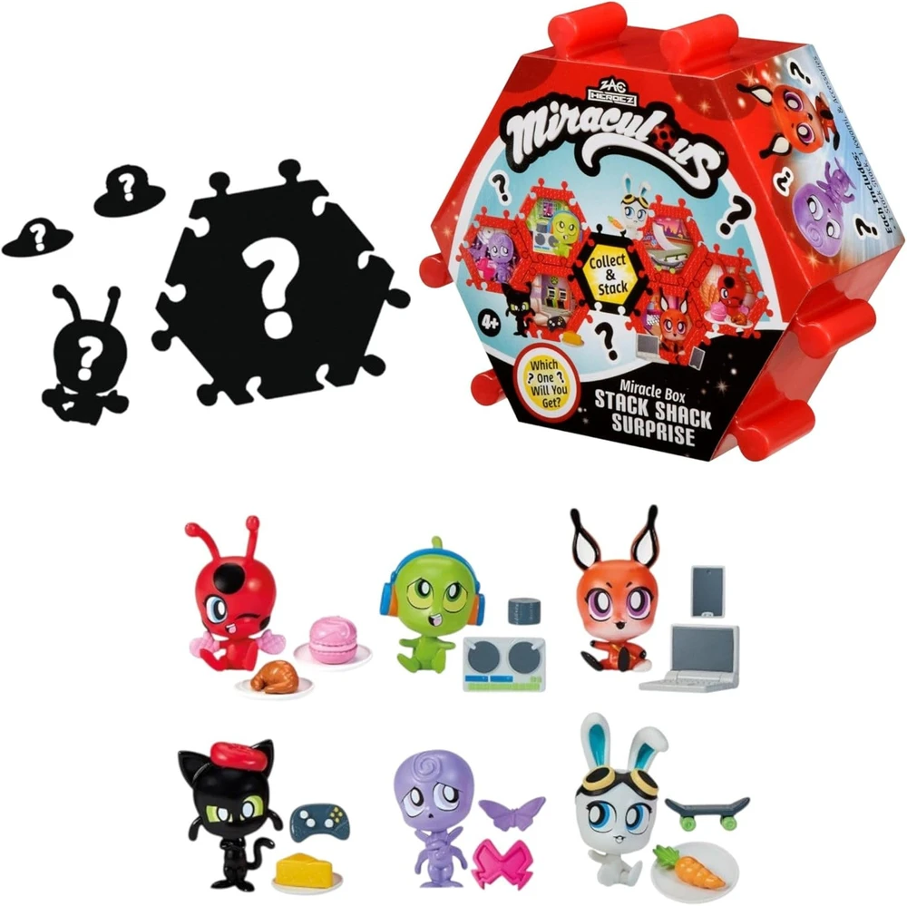 Rinkinys Miraculous Biedronka i Juodas Kot Shack Stack Surprise Mini Domek su Figurką Kwami i Akcesoriami
