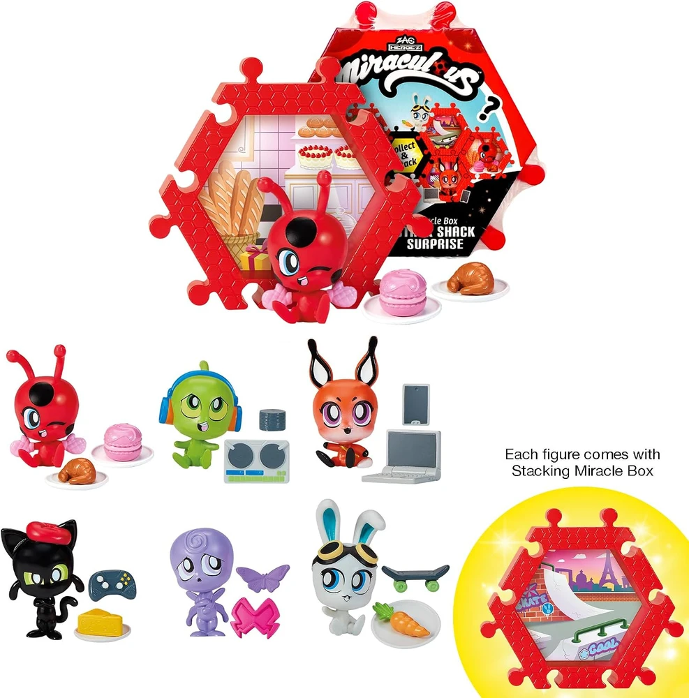 Rinkinys Miraculous Biedronka i Juodas Kot Shack Stack Surprise Mini Domek su Figurką Kwami i Akcesoriami