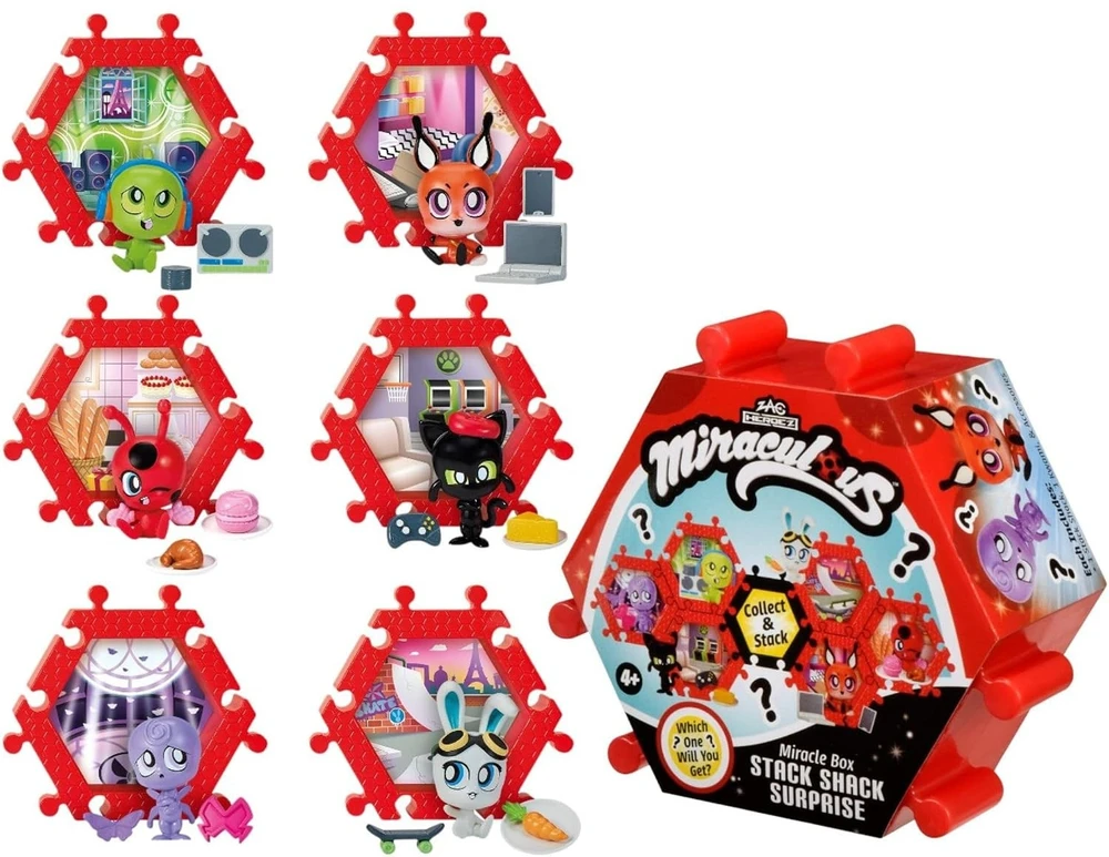 Rinkinys Miraculous Biedronka i Juodas Kot Shack Stack Surprise Mini Domek su Figurką Kwami i Akcesoriami