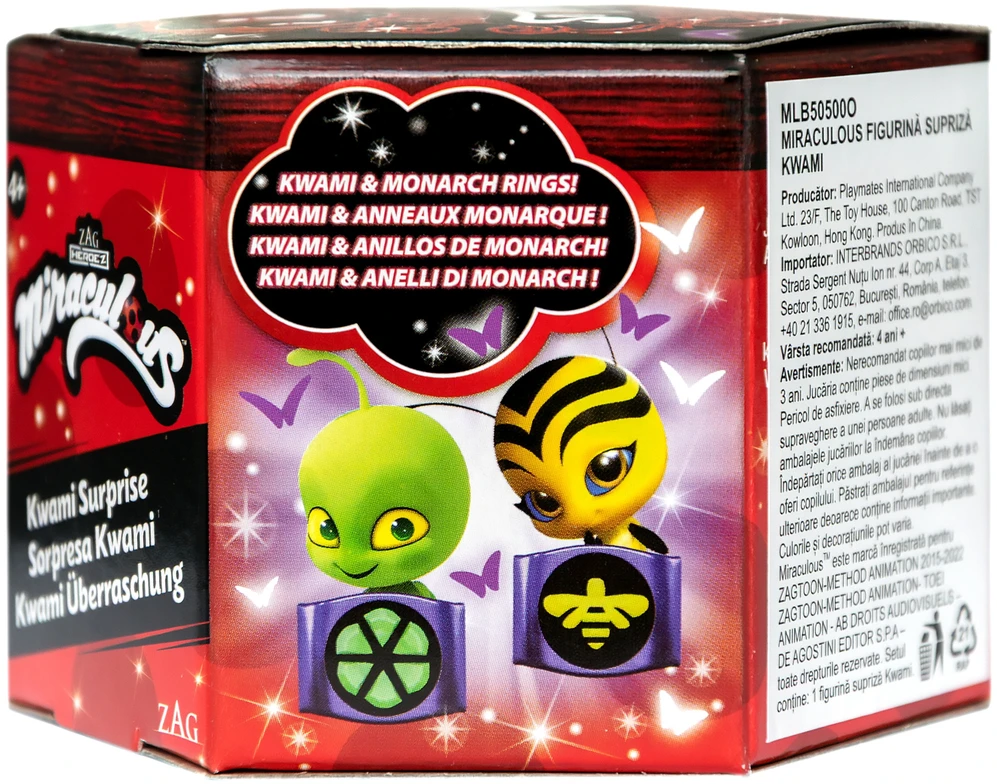 ORBICO Rinkinys Miraculous Biedronka i Juodas Kot Kwami Suprise Box Figūrėlė Niespodzianka