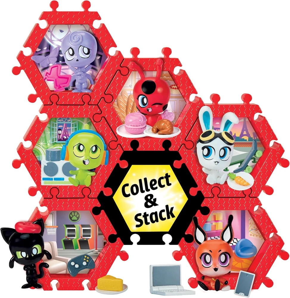 Rinkinys Miraculous Biedronka i Juodas Kot Shack Stack Surprise Mini Domek su Figurką Kwami i Akcesoriami