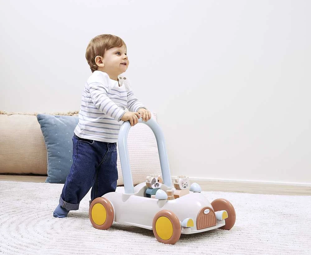 Stumiamų automobilių rinkinys su kaladėlėmis, 17 dalių, karvė, kačiukas