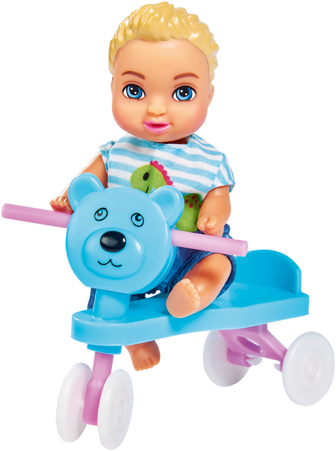 Simba Steffi Love Mama Doll vaiko kambaryje, kuriame yra 3 vaikai 28 elementai.