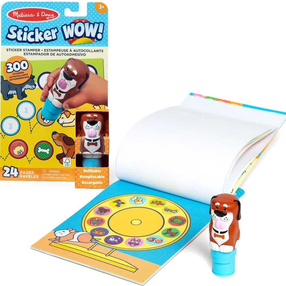 Spin Master „Stickerwow“ knygelė, 300 lipdukų + antspaudas, Melissa & Doug antspaudai