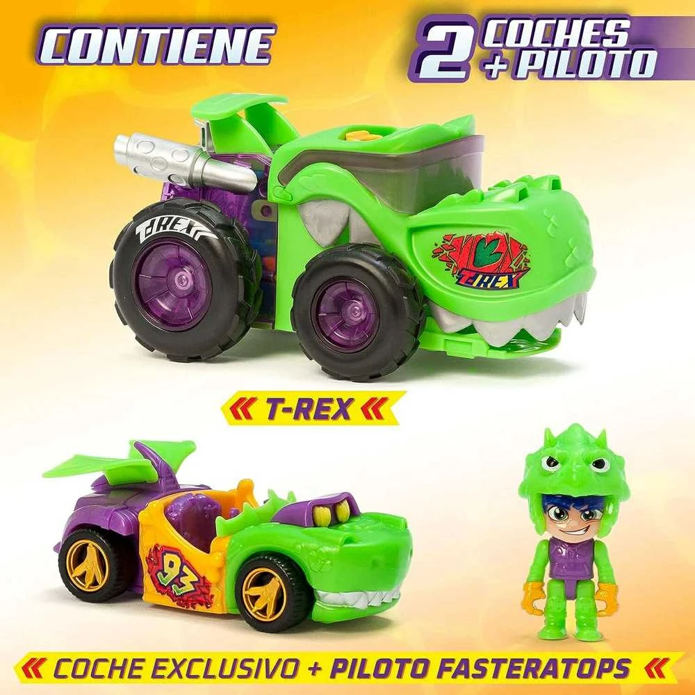 Magic Box Rinkinys T-Racers T-Rex Mega Wheels automobilių paleidėjas ir vairuotojas