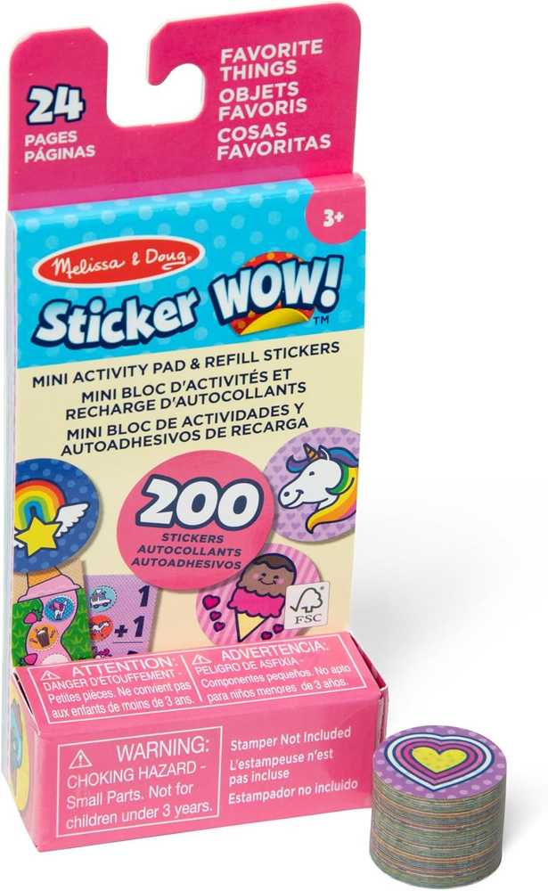 Papildomas rinkinys Sticker Wow Vienaragis 200 lipdukų Melissa & Doug