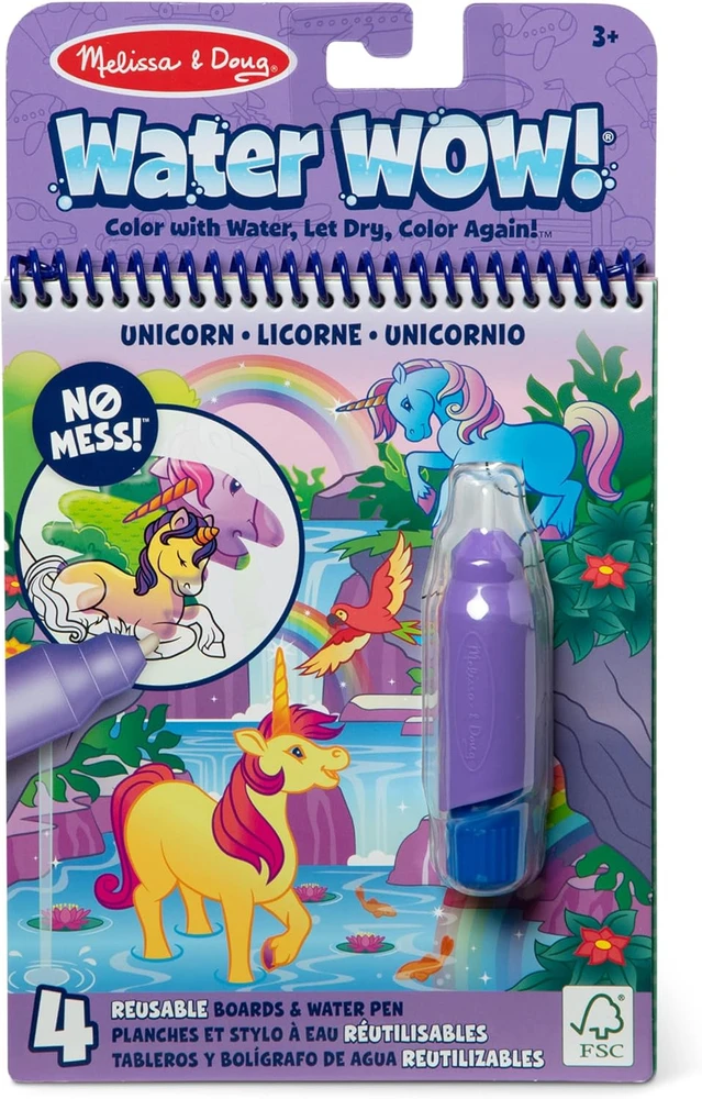 Vandeninė spalvinimo knygelė „Vienaragiai“ + flomasteris Vanduo Wow Unicorn