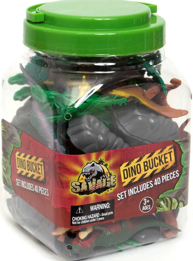 Dinozaurai Figūrėlės Didelės Rinkinys Indelyje + Priedai 40 Vnt 5-13 cm Boley