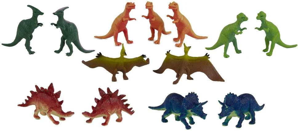 Dinozaurai Figūrėlės Didelės Rinkinys Indelyje + Priedai 40 Vnt 5-13 cm Boley