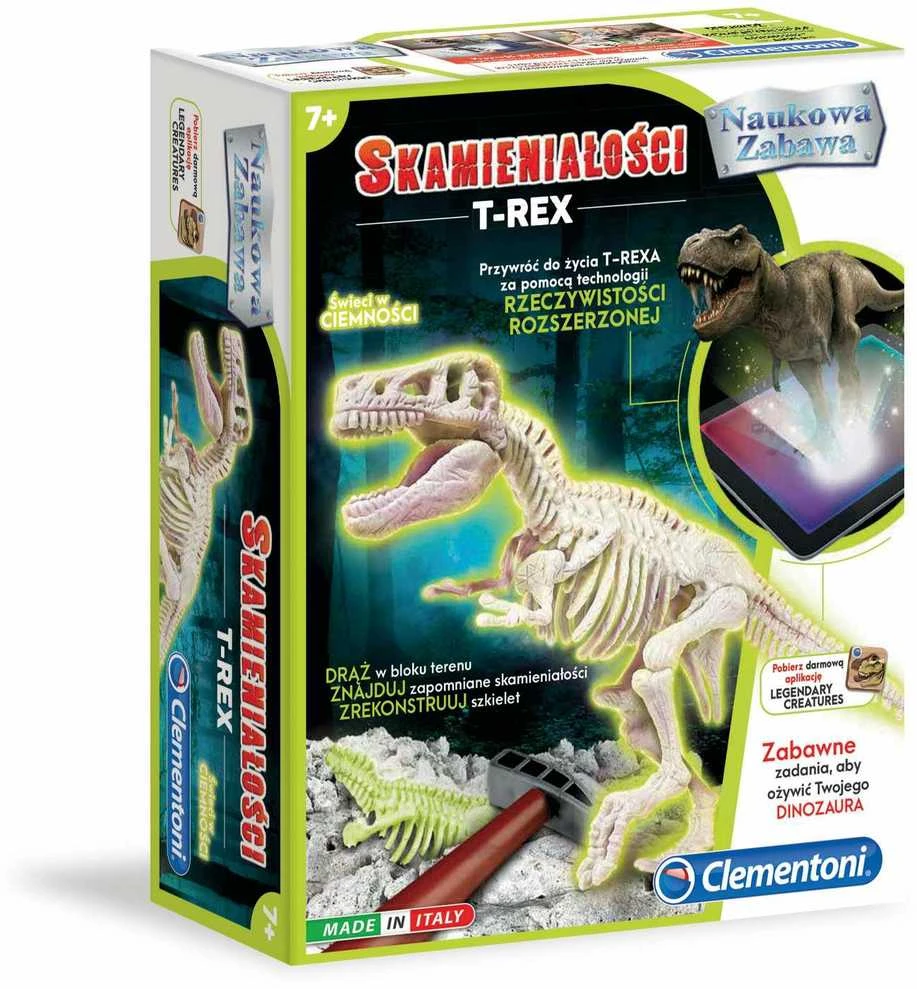 Jaunojo archreologo rinkinys Clementoni T-REX, šviečia tamsoje