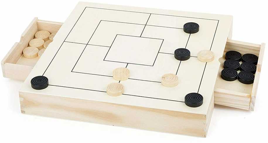 Small Foot Stalo žaidimų rinkinys 3 IN 1 (Draughts, Nine Men´s Morris, Šachmatai)