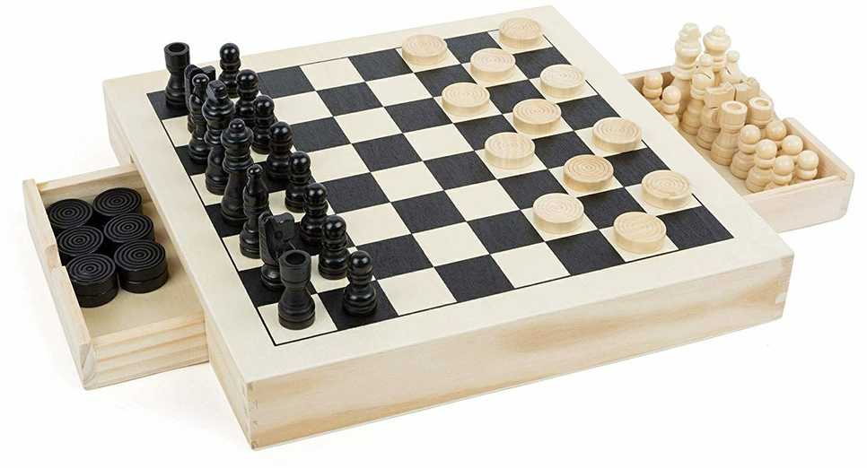 Small Foot Stalo žaidimų rinkinys 3 IN 1 (Draughts, Nine Men´s Morris, Šachmatai)