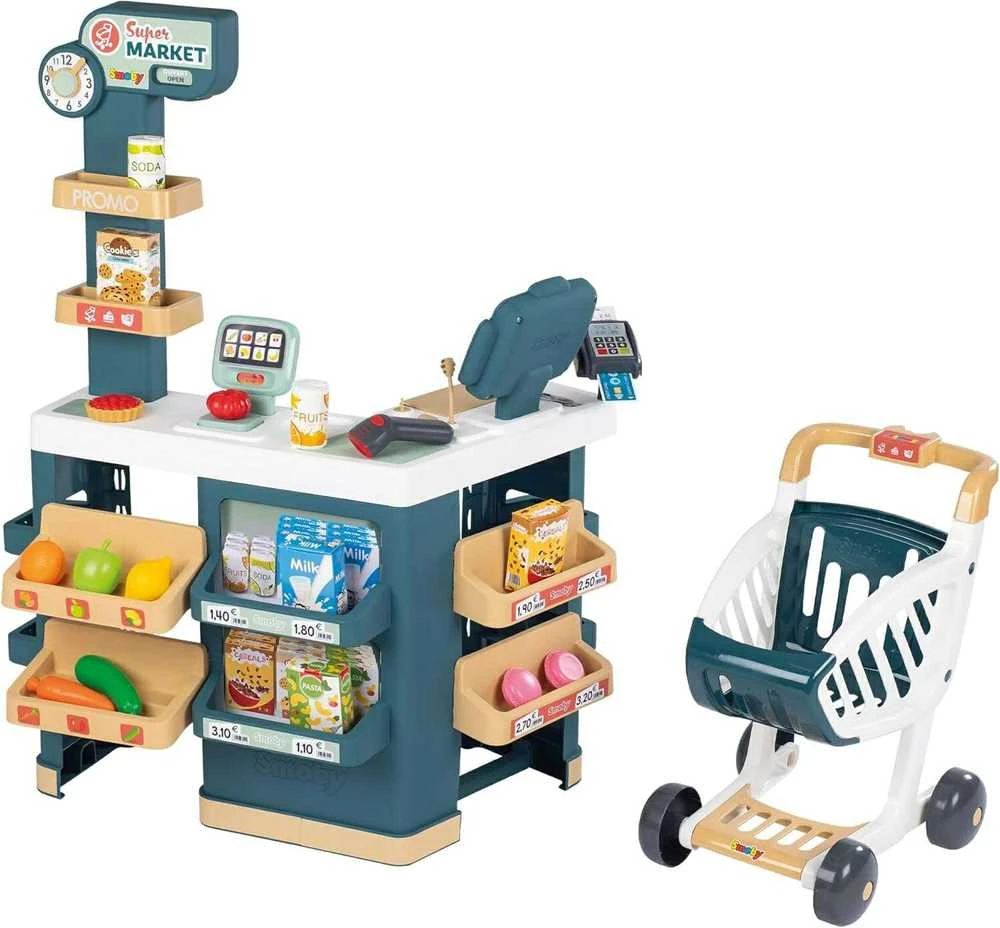SMOBY Supermarketas su Elektronine Kasa ir Skaneriu