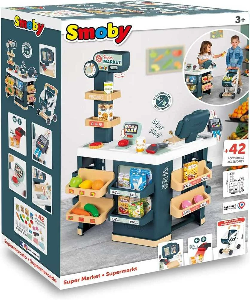 SMOBY Supermarketas su Elektronine Kasa ir Skaneriu