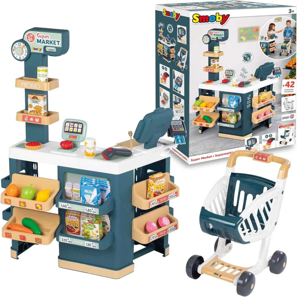 SMOBY Supermarketas su Elektronine Kasa ir Skaneriu