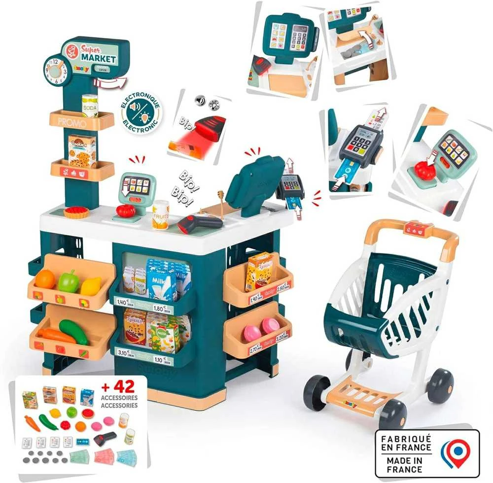 SMOBY Supermarketas su Elektronine Kasa ir Skaneriu