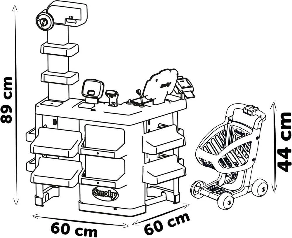 SMOBY Supermarketas su Elektronine Kasa ir Skaneriu