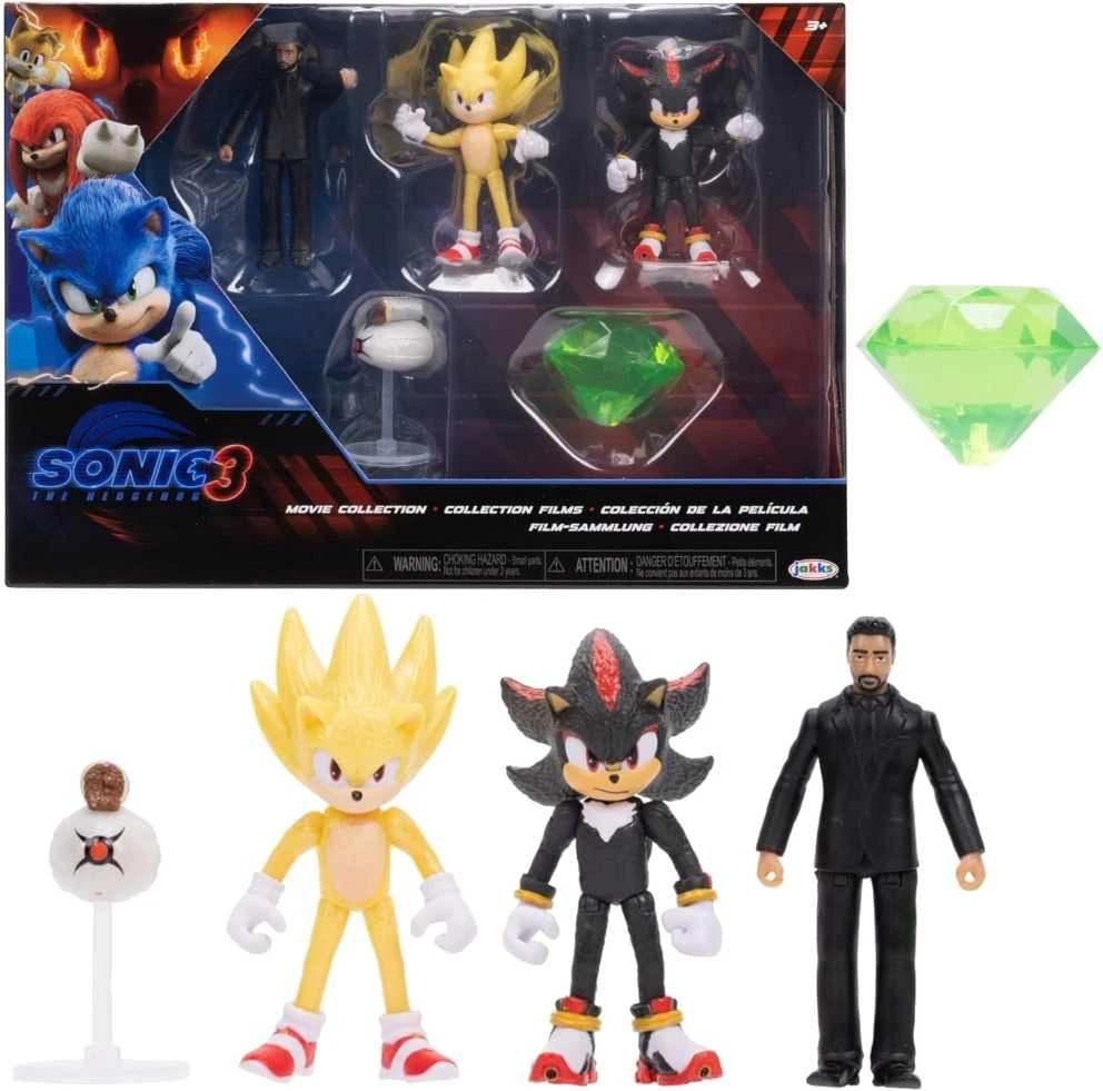 Jakks Pacific „Sonic 3 The Hedgehog“ 5 dalių figūrėlių rinkinys, skirtas filmų kolekcijai (3+)