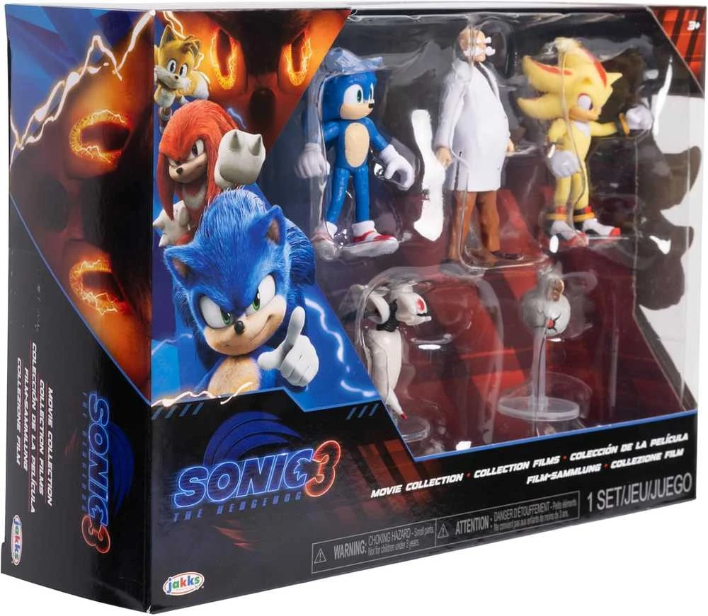 Jakks Pacific „Sonic 3 The Hedgehog“ 5 dalių figūrėlių rinkinys, skirtas filmų kolekcijai (3+)
