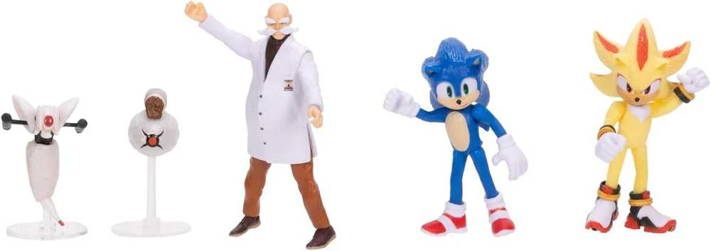 Jakks Pacific „Sonic 3 The Hedgehog“ 5 dalių figūrėlių rinkinys, skirtas filmų kolekcijai (3+)