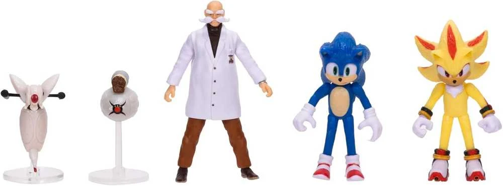 Jakks Pacific „Sonic 3 The Hedgehog“ 5 dalių figūrėlių rinkinys, skirtas filmų kolekcijai (3+)