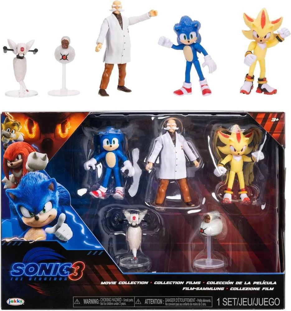 Jakks Pacific „Sonic 3 The Hedgehog“ 5 dalių figūrėlių rinkinys, skirtas filmų kolekcijai (3+)