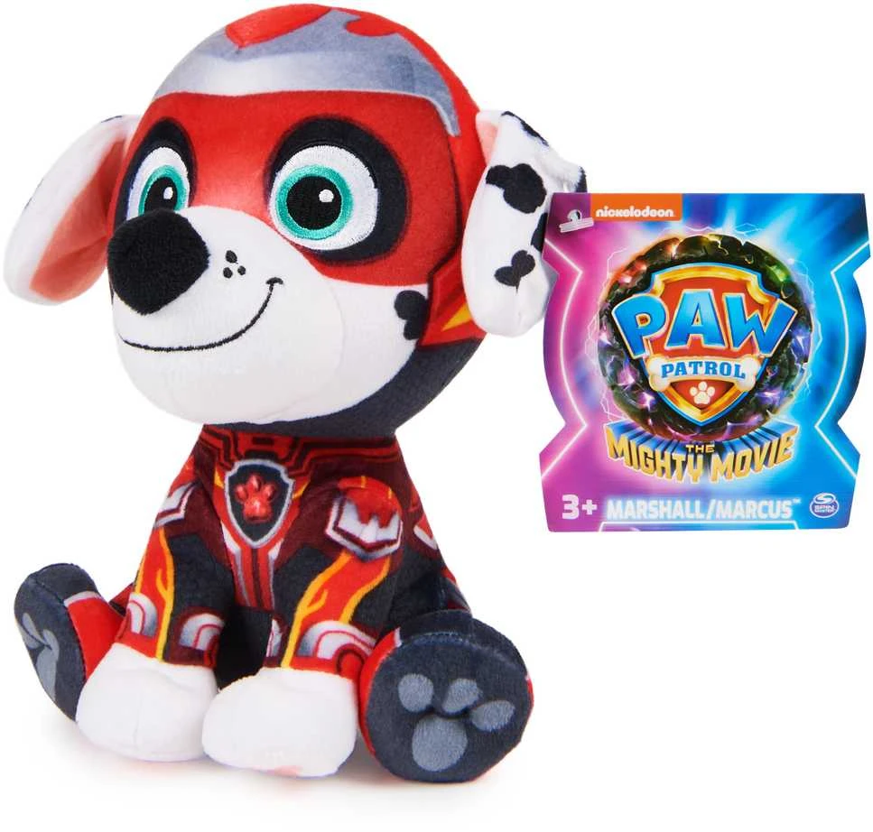 Spin Master „Marshall Paw Patrol The Mighty Movie Big Movie“ pliušinis minkštas žaislinis šuo 17 cm