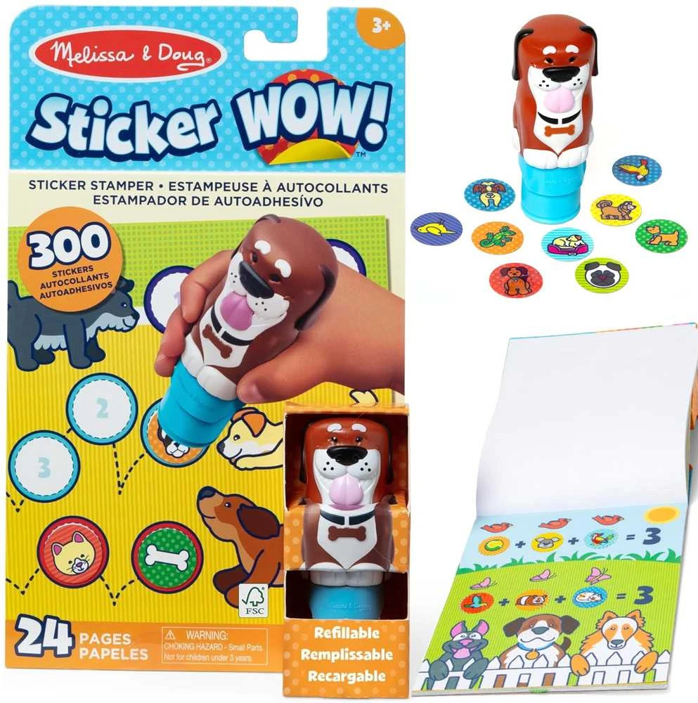 Spin Master „Stickerwow“ knygelė, 300 lipdukų + antspaudas, Melissa & Doug antspaudai
