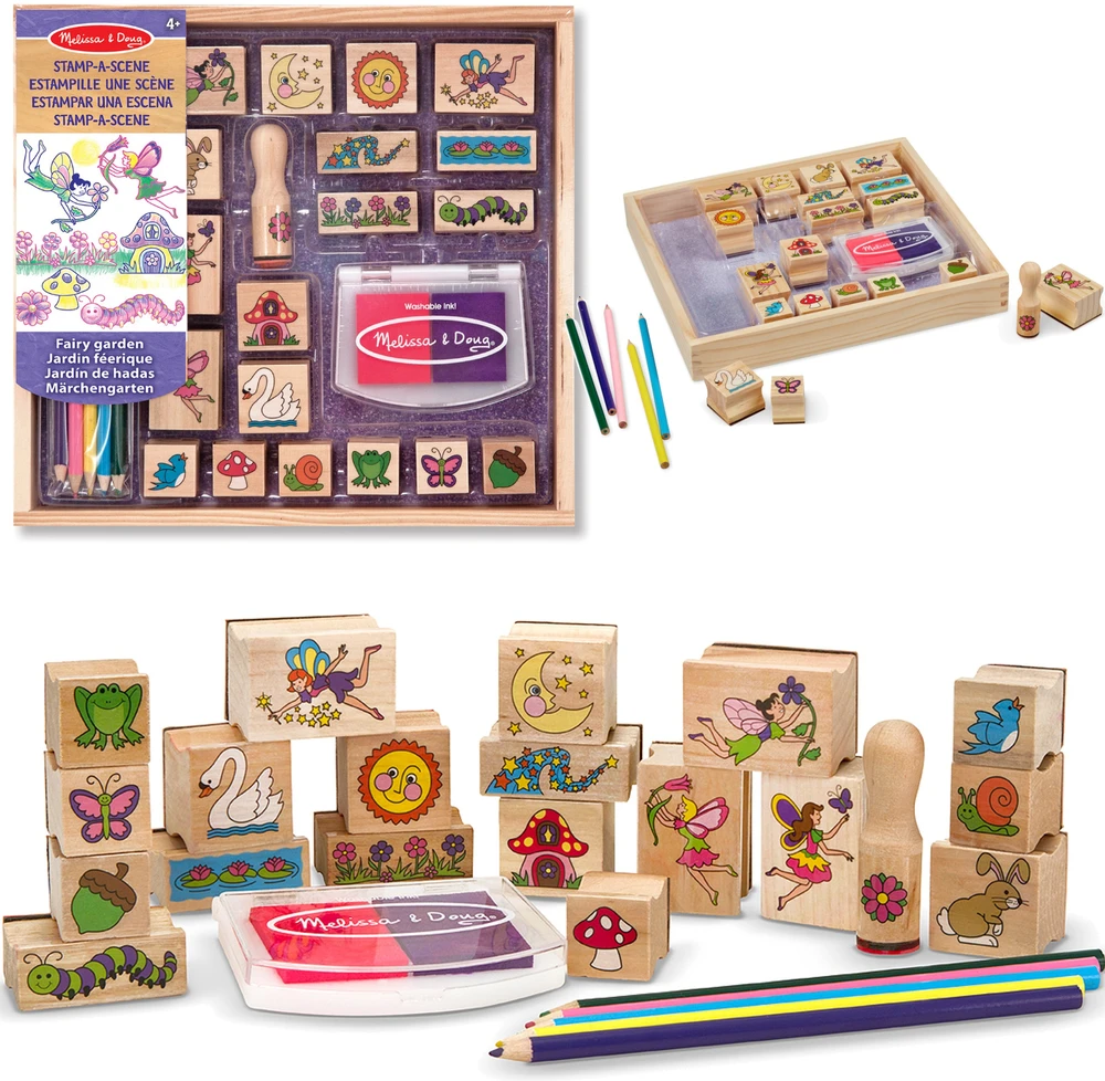 Dėlionė MELISSA & DOUG žaidimų rinkinys „Stamp-a-Scene-Fėjų sodas“