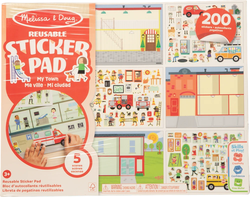 Sticker Pad Moje Miasto Rinkinys plansz i naklejek daugkartinio naudojimo Melissa & Doug