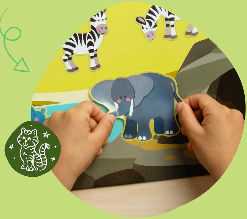 Daugkartinio naudojimo lipdukai Gyvūnai Aplinka Kraštovaizdžiai 150 vnt. Melissa&Doug