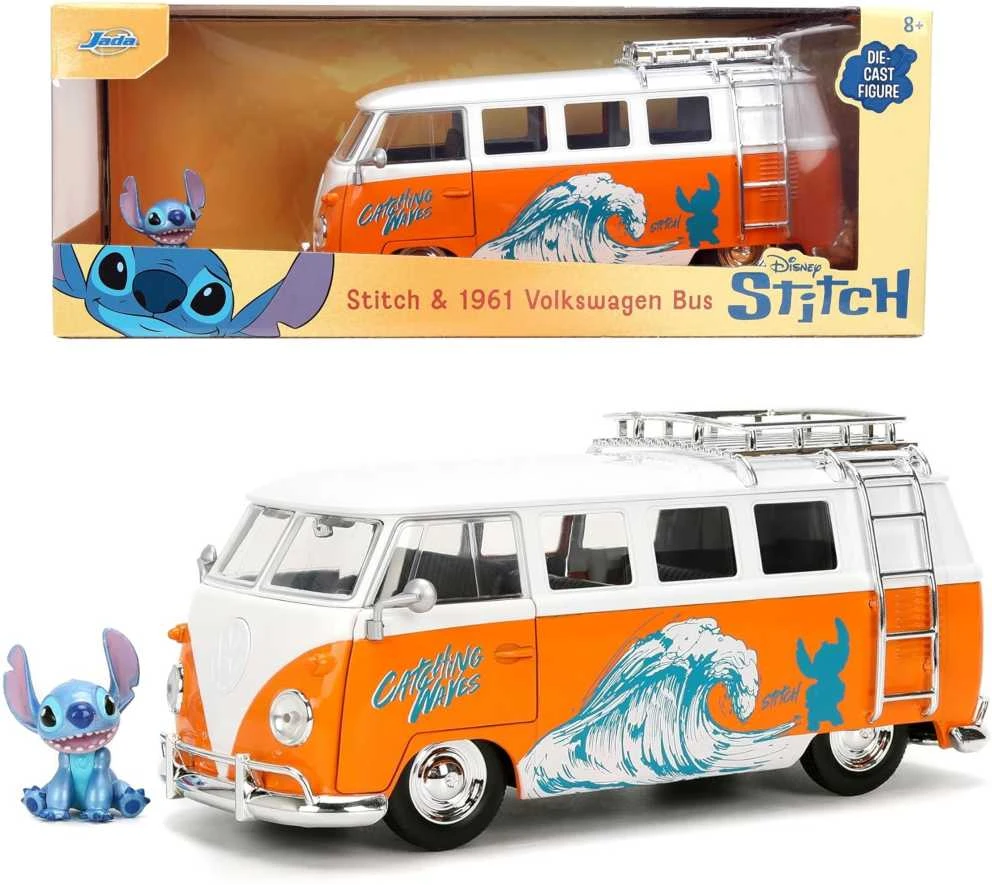 Simba Stitch Disney komplektas figurka 4 cm + pojazd Volkswagen T1 1:24