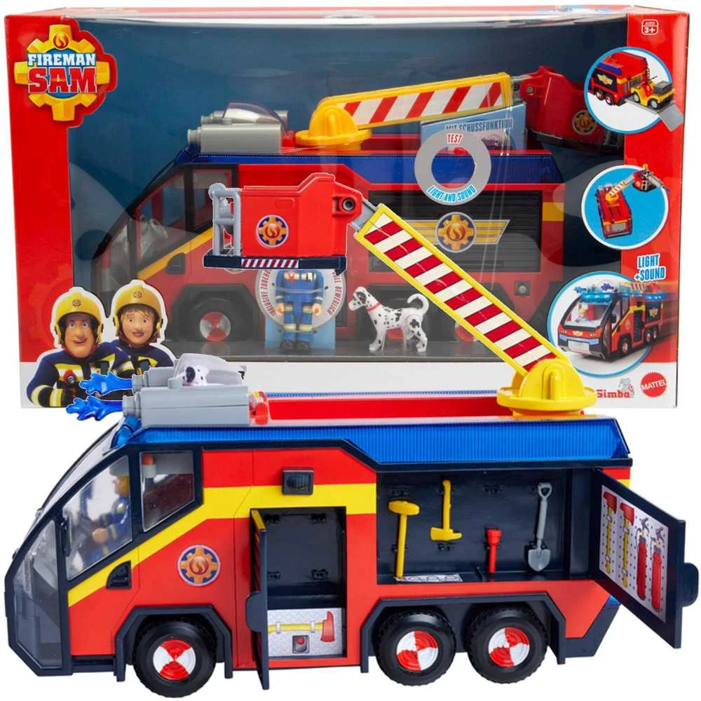 Simba Fireman Sam komplektas Big Gaisrinė mašina Jupiter interaktyvus automobilis + 2 figūrėlės šviesos garsas
