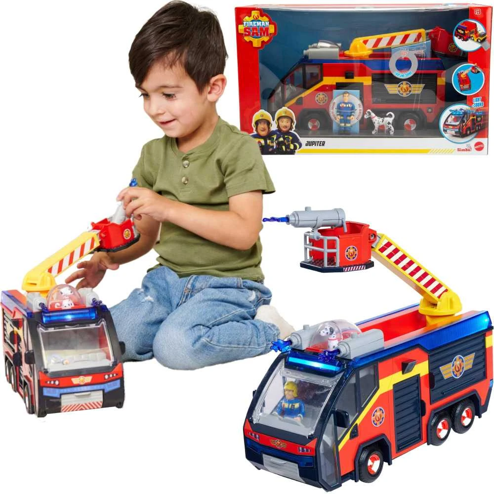 Simba Fireman Sam komplektas Big Gaisrinė mašina Jupiter interaktyvus automobilis + 2 figūrėlės šviesos garsas