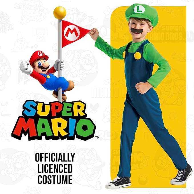 Disquise DISGUISE SUPER MARIO Kostiumas Luigi, 7-8 m.