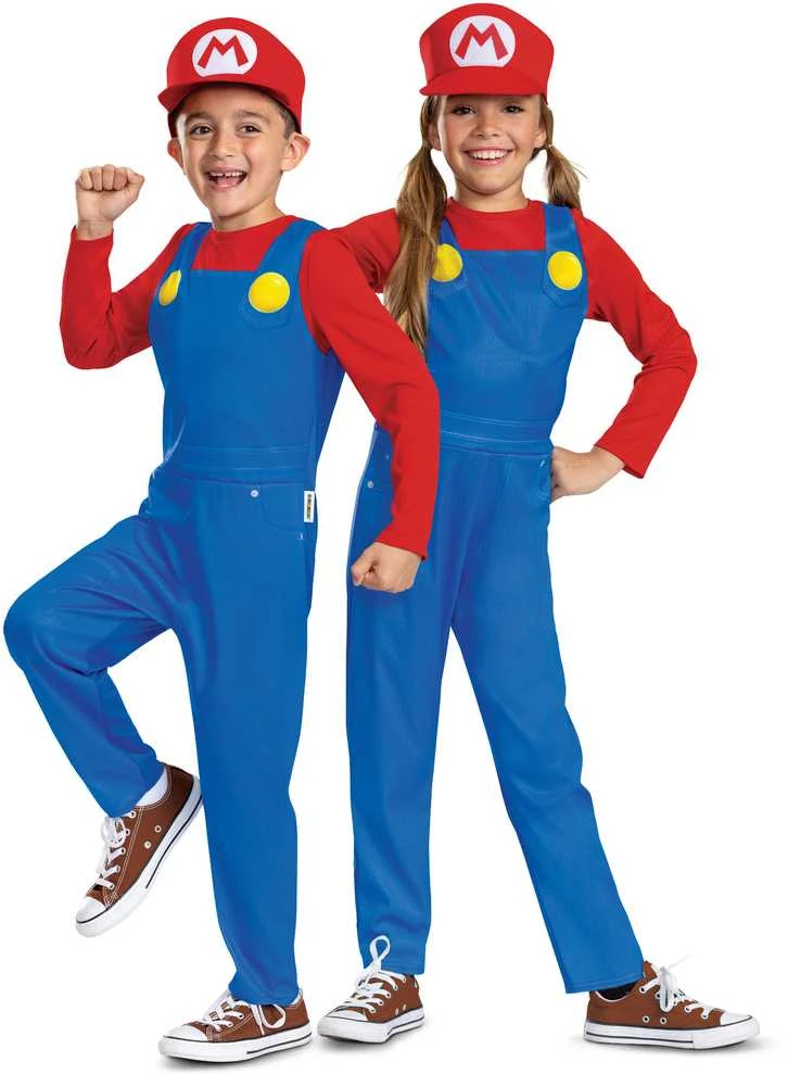 Super Mario raudonas kostiumas, karnavalinis Mario kostiumas, maskuojamas 127-136 cm, 7-8 metų amžiaus