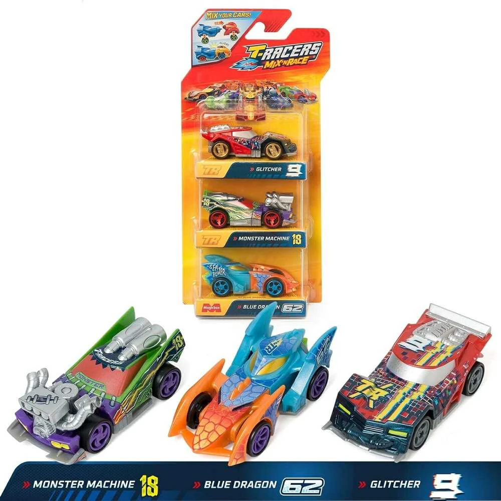 Canyon T-Racers Mix'N lenktyninių automobilių lenktyninių automobilių rinkinys iš 3 transporto priemonių