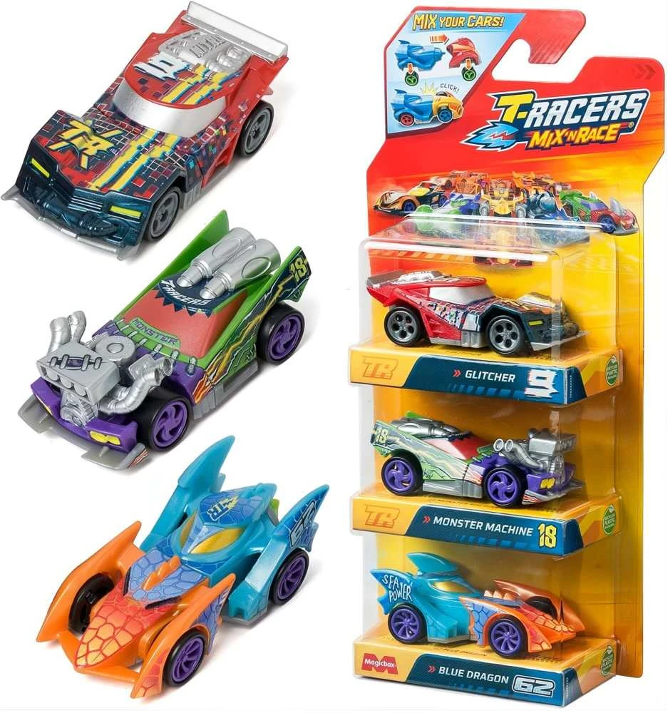 Canyon T-Racers Mix'N lenktyninių automobilių lenktyninių automobilių rinkinys iš 3 transporto priemonių