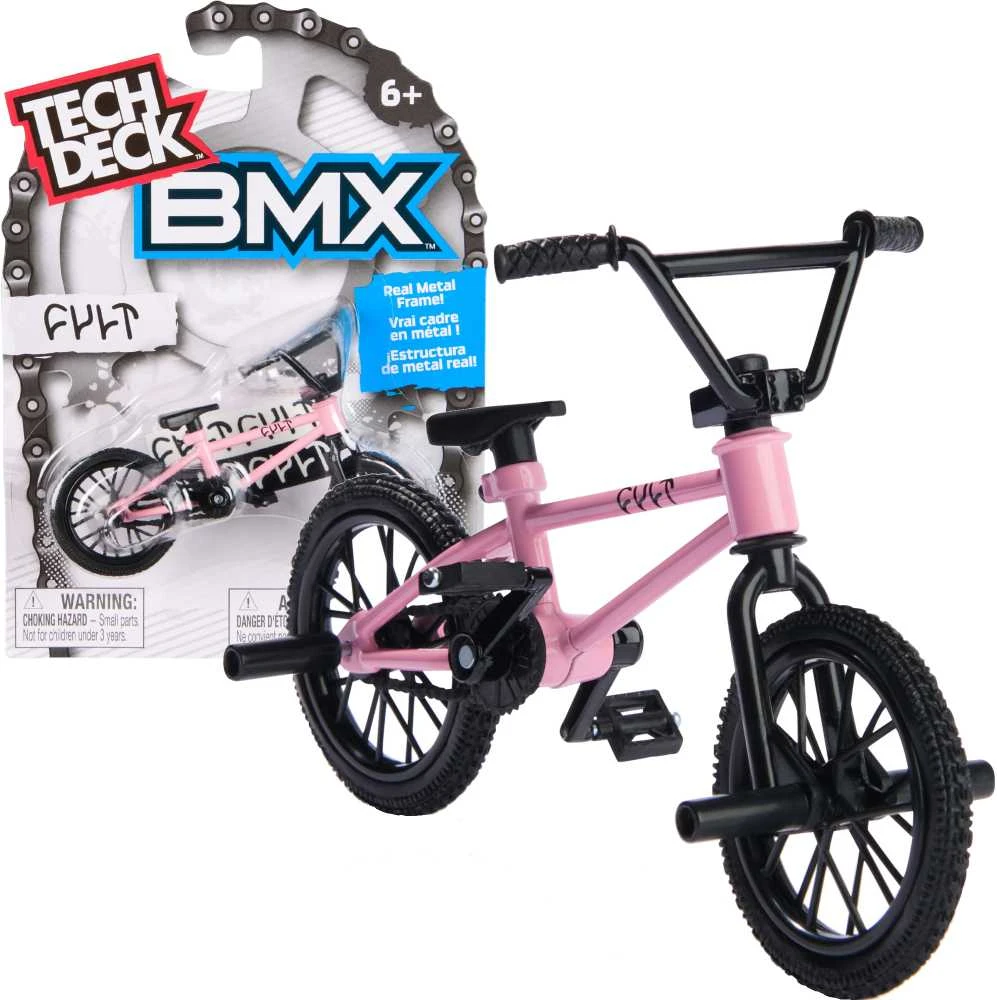 Tech Denio mažo pirštų dviračio komplektas BMX mini pirštų dviratis Cult rožinis + lipdukai