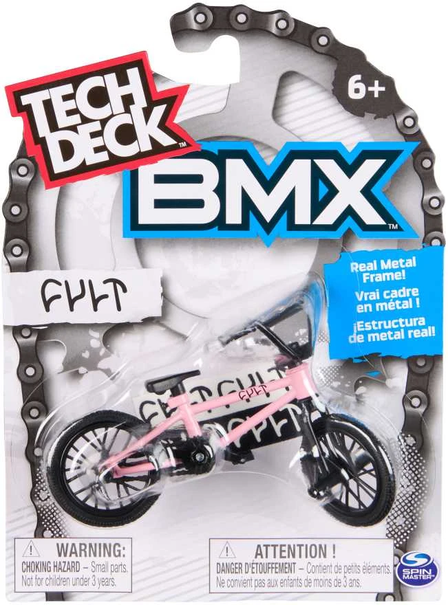 Tech Denio mažo pirštų dviračio komplektas BMX mini pirštų dviratis Cult rožinis + lipdukai